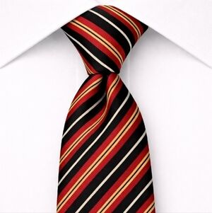 100% Silk Mens Repp Tie Ashford &Brooks London Classic Navy/Red/Yellow 3.5 x 55